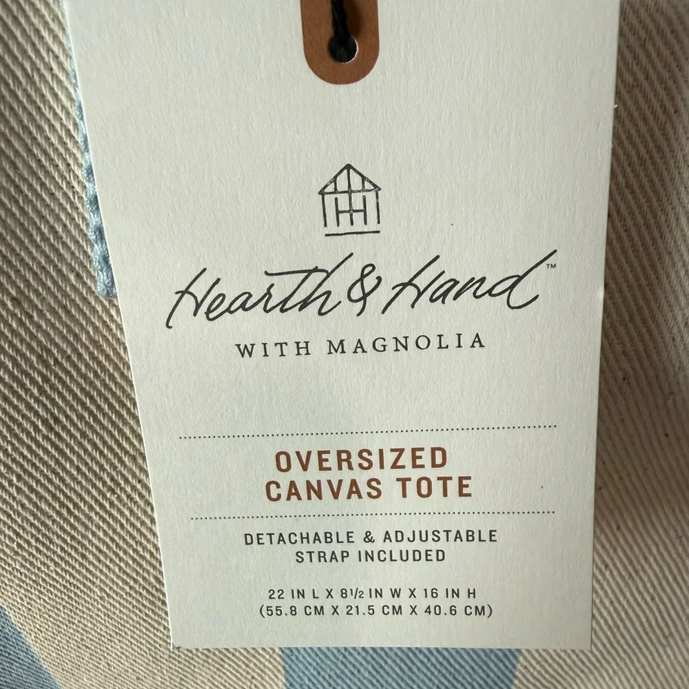 Magnolia Hearth & Hand Oversized Striped Canvas Tote Bag - Picture 3 of 11